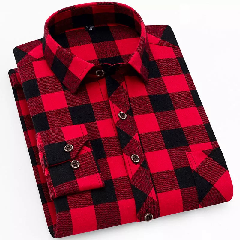 Load image into Gallery viewer, New Fall Casual Men&#39;s Flannel Plaid Button Up Shirt (Cotton/Poly) - Old Dog Trading

