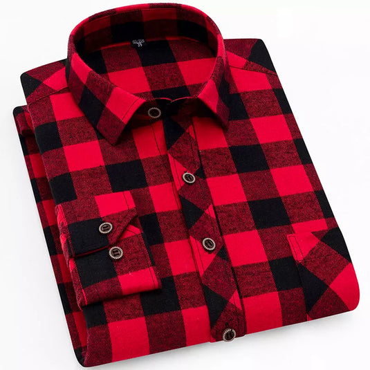 New Fall Casual Men's Flannel Plaid Button Up Shirt (Cotton/Poly) - Old Dog Trading