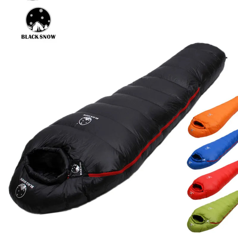 Load image into Gallery viewer, Black Snow Mummy Style Sleep Bag for Outdoor Camping 32-50 Degree Fahrenheit - Old Dog Trading
