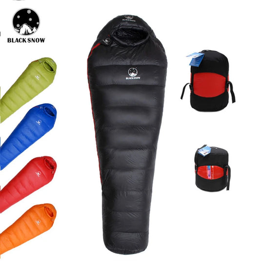 Black Snow Mummy Style Sleep Bag for Outdoor Camping 32-50 Degree Fahrenheit - Old Dog Trading