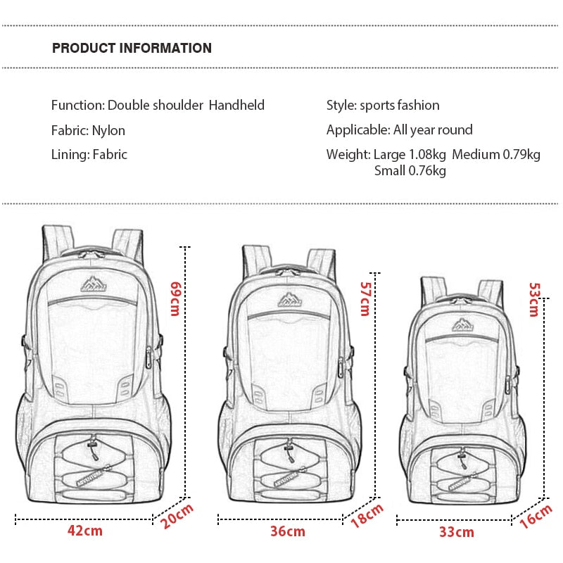 Load image into Gallery viewer, Multi Pockets 30L-70L Capacity Outdoor Waterproof Backpack - Old Dog Trading
