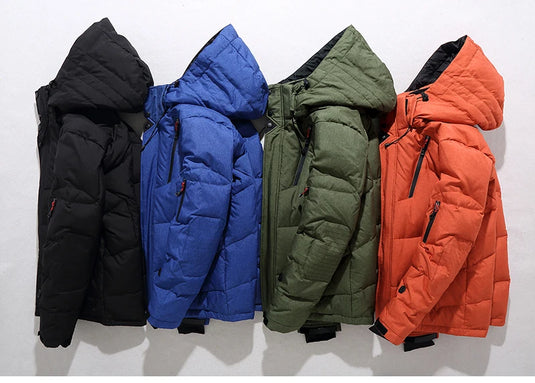 Winter Duck Down Jacket for Men w/Hood & Pockets (5-Colors) - Old Dog Trading