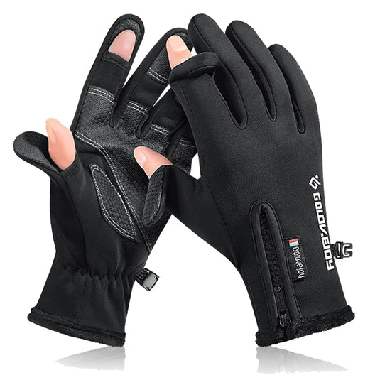 Insulated Fishing Gloves 2-Finger Flip Gloves Non-Slip Waterproof - Old Dog Trading
