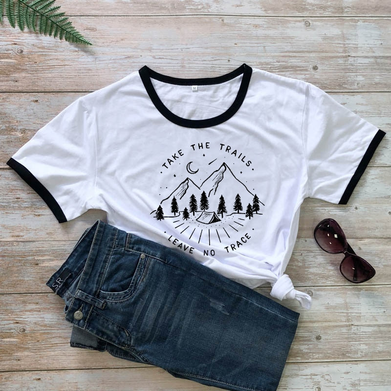 Load image into Gallery viewer, Take The Trails Leave No Trace Women&#39;s T-shirt - Old Dog Trading
