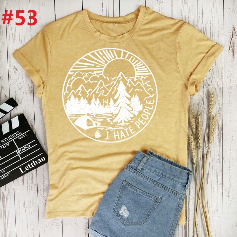 Load image into Gallery viewer, I Hate People I Love Camping Printed Women&#39;s T-Shirts - Old Dog Trading

