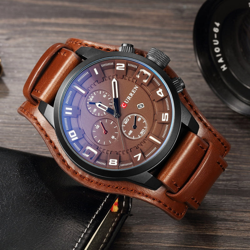 Load image into Gallery viewer, CURREN Men&#39;s Leather Strap Quartz Watch - Old Dog Trading
