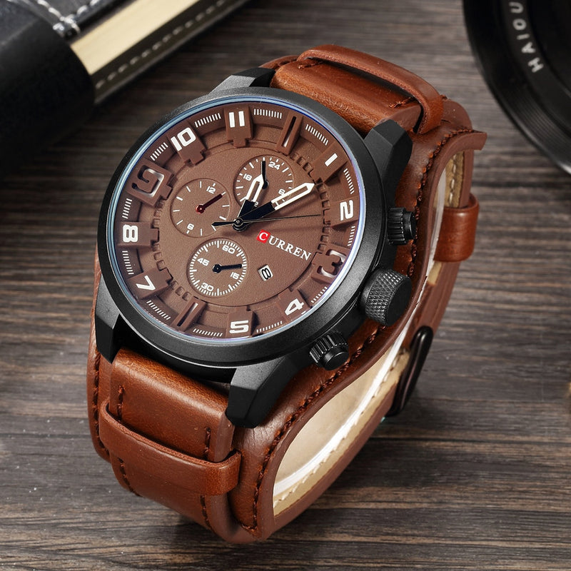 Load image into Gallery viewer, CURREN Men&#39;s Leather Strap Quartz Watch - Old Dog Trading
