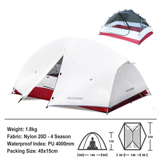 PACOONE 2-Person Ultralight Tent for All Seasons - Old Dog Trading